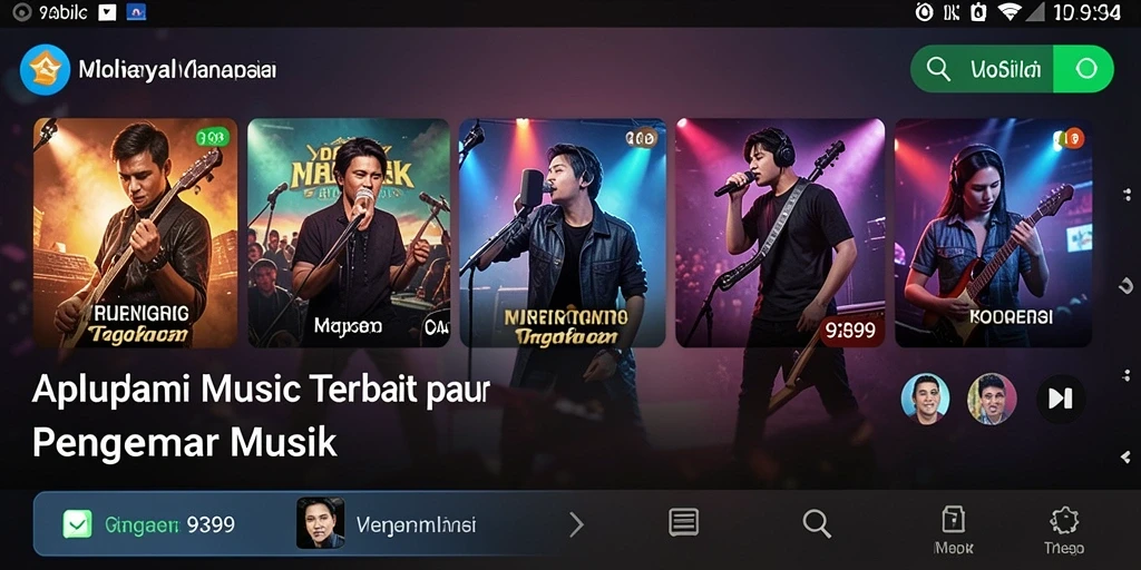 Tampilan gameplay <strong>9399</strong> yang menampilkan fitur pemutar musik dan daftar putar.