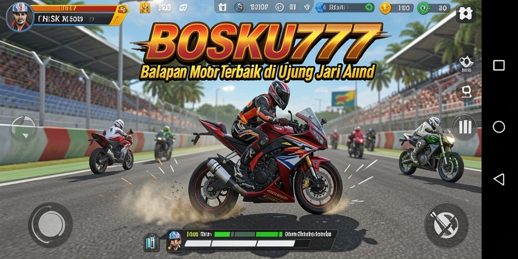 Gameplay seru balapan motor dengan kontrol yang responsif.