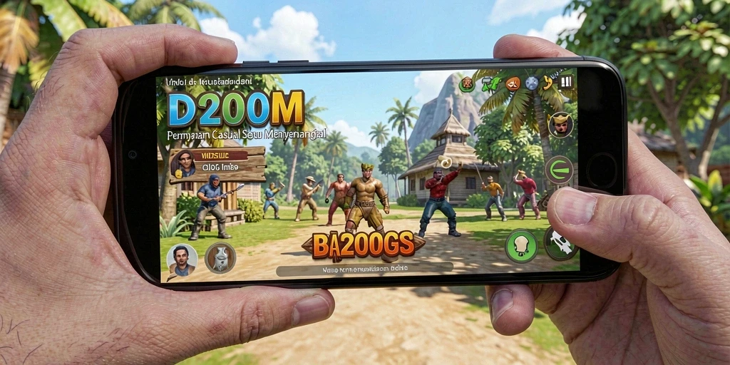 Tampilan gameplay seru D200M dengan karakter lucu dan tantangan menarik.