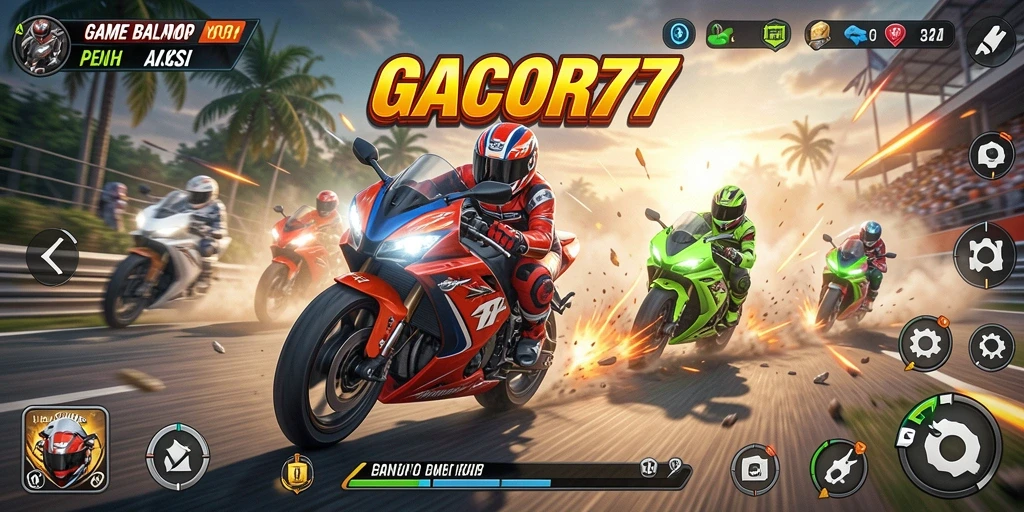 Tampilan gameplay GACOR77 yang seru dan menegangkan saat balapan.