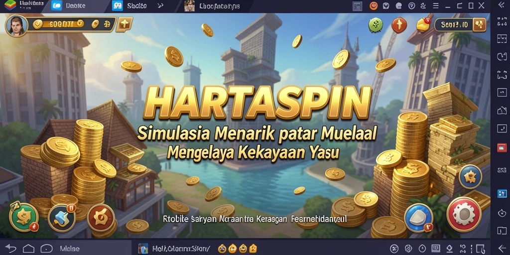 Tampilan permainan HARTASPIN dengan elemen simulasi yang menarik.