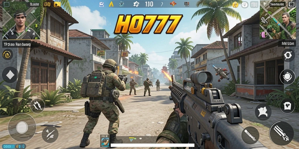 Screenshot gameplay HO777 dengan aksi menegangkan dalam pertempuran TPS.
