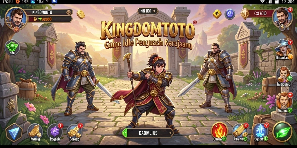 Screenshot gameplay KINGDOMTOTO yang menampilkan pembangunan kerajaan yang menarik.