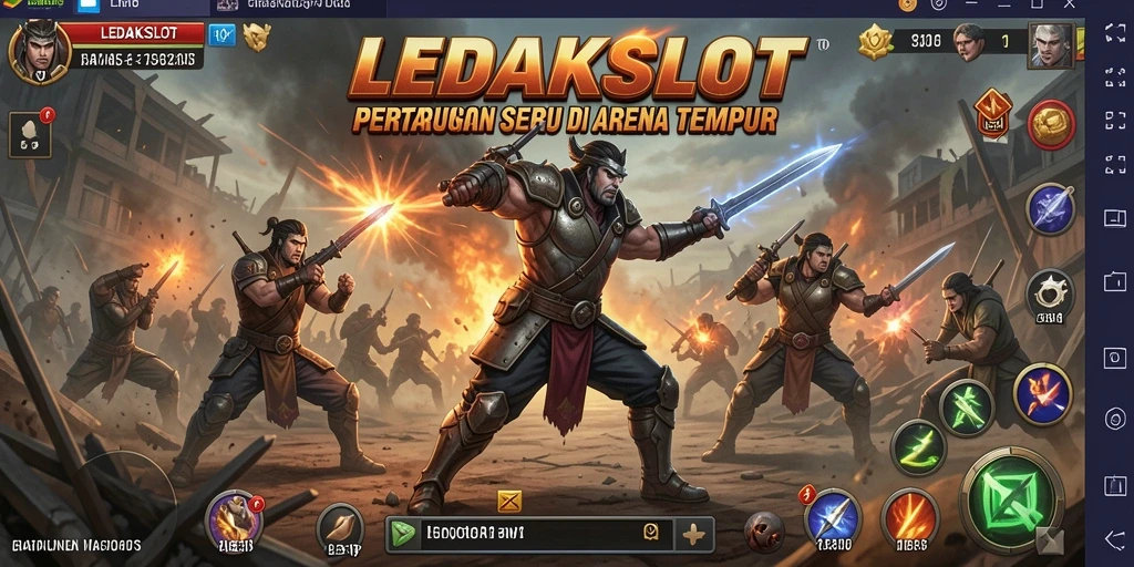 Tampilan gameplay menegangkan di arena pertempuran LEDAKSLOT.
