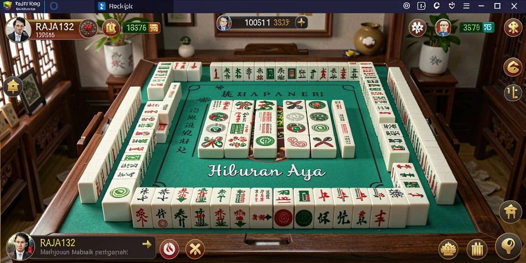 Tampilan gameplay RAJA132 yang seru dan penuh tantangan Mahjong.