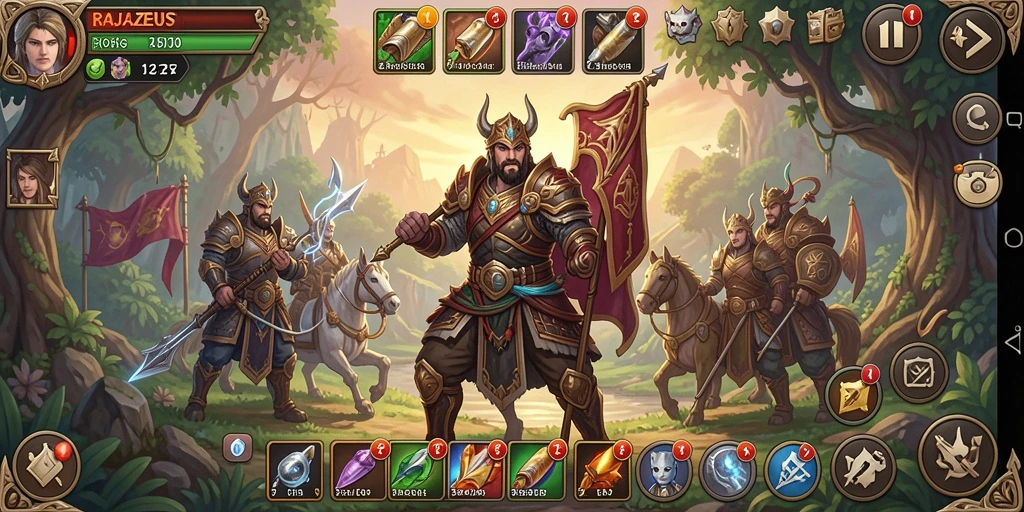 Tampilan gameplay RAJAZEUS yang menakjubkan dengan berbagai strategi.