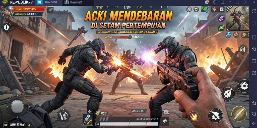Tangkapan layar mendebarkan dari gameplay REPUBLIK77 yang penuh aksi.