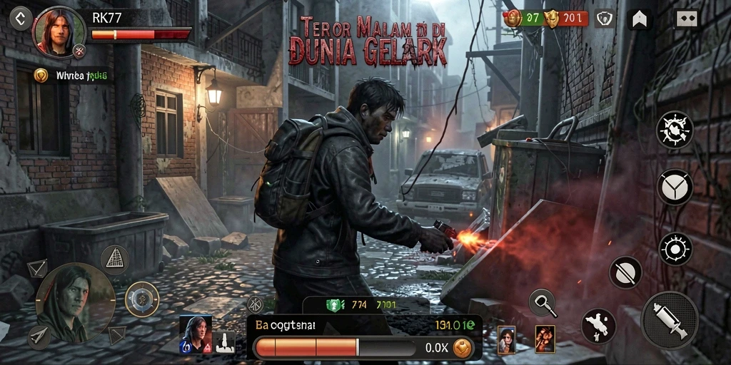 Tampilan gameplay RK77 dengan suasana mencekam dan makhluk menyeramkan.