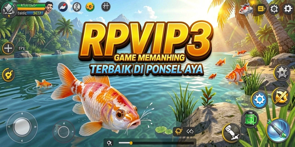Gameplay RPVIP3 yang menampilkan pengalaman memancing seru.