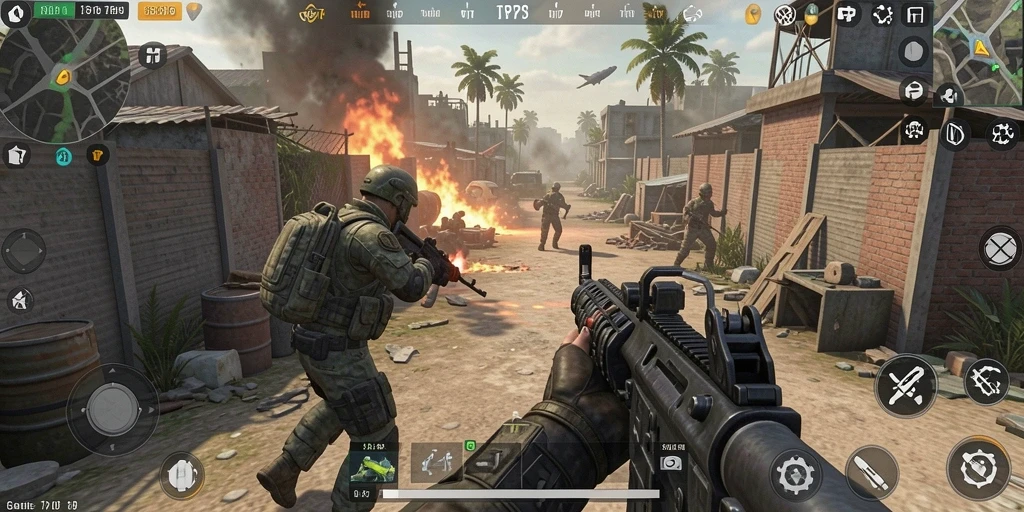 Screenshot gameplay SR877 menampilkan momen seru di pertempuran TPS.