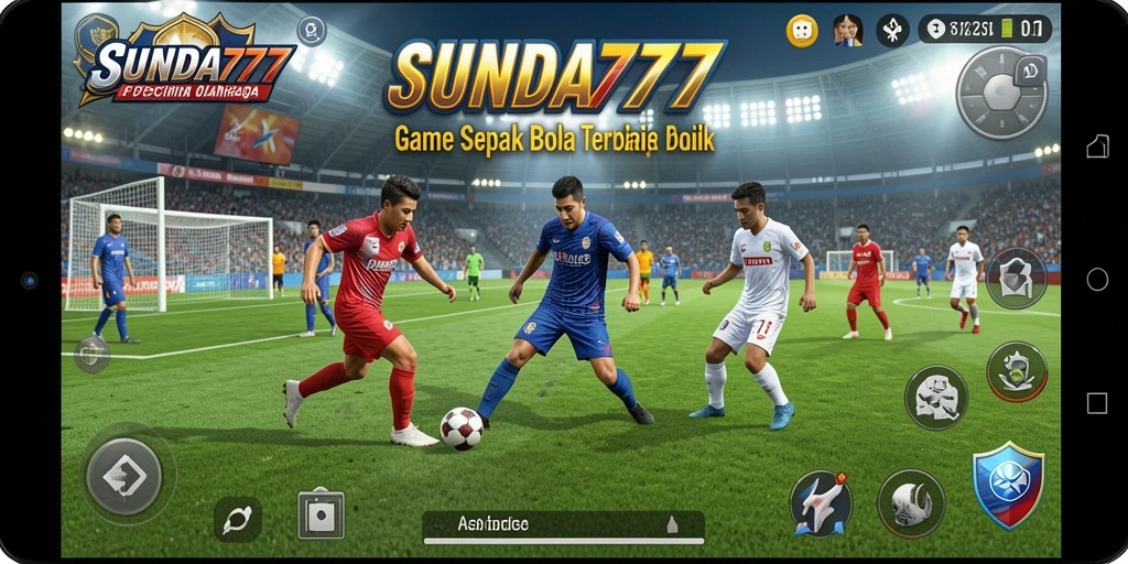 Screenshot SUNDA777 menampilkan aksi seru di lapangan sepak bola.