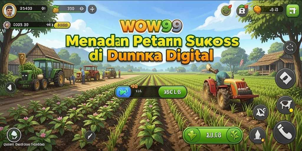 Tangkapan layar dari gameplay WOW99 yang menunjukkan aktivitas bertani dan panen.